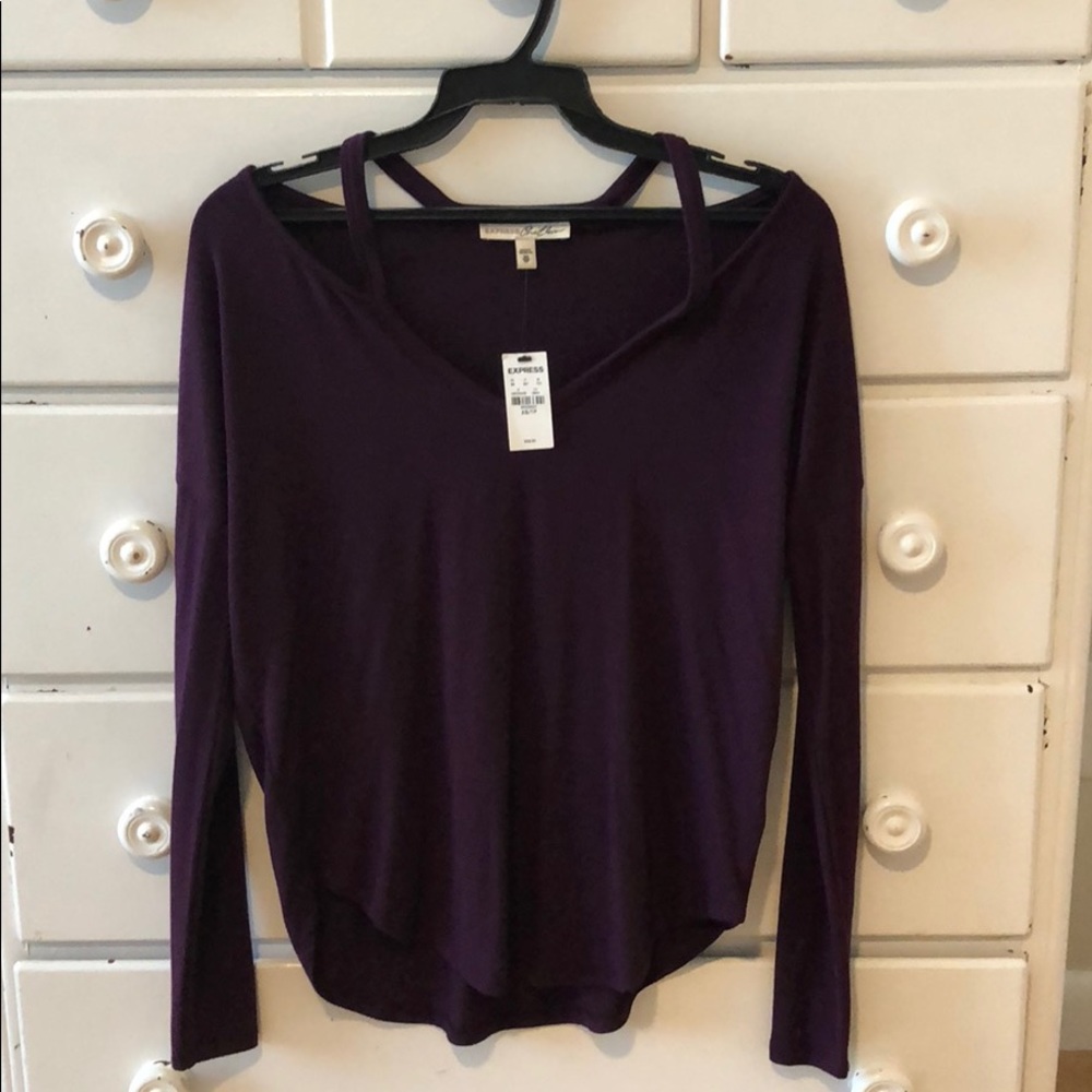 Purple cold shoulder tee from Express